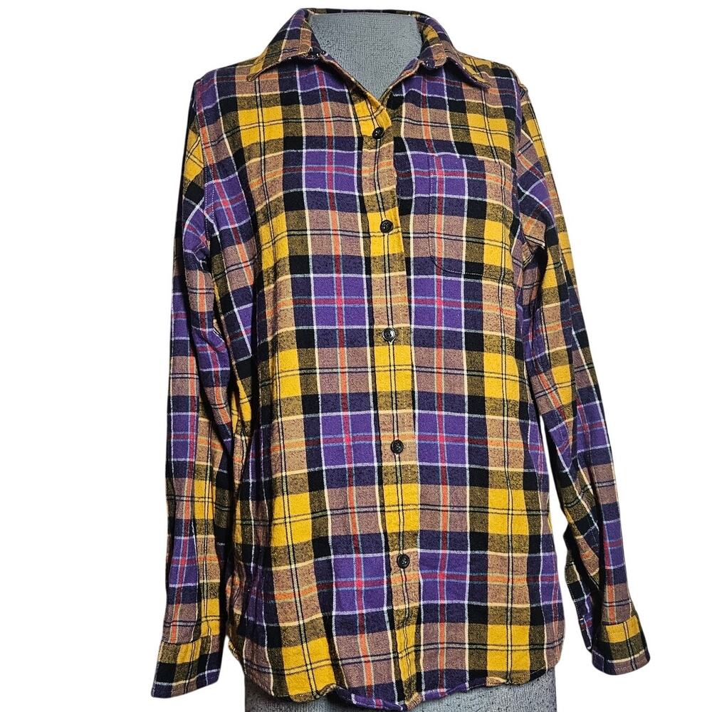LL Bean Cotton Plaid Button Down Size Medium